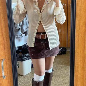 brown corduroy mini skirt | size M